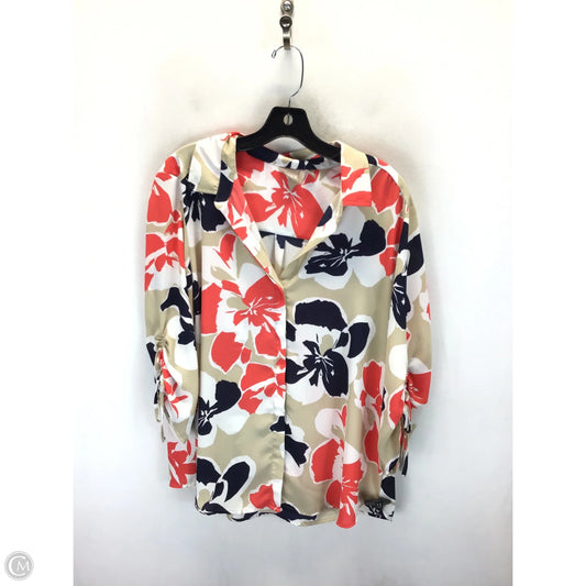 Top 3/4 Sleeve By Chicos In Multi-colored, Size: Xl