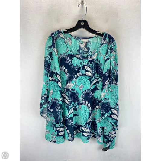 Top 3/4 Sleeve By Catherines In Blue & Green, Size: 1x