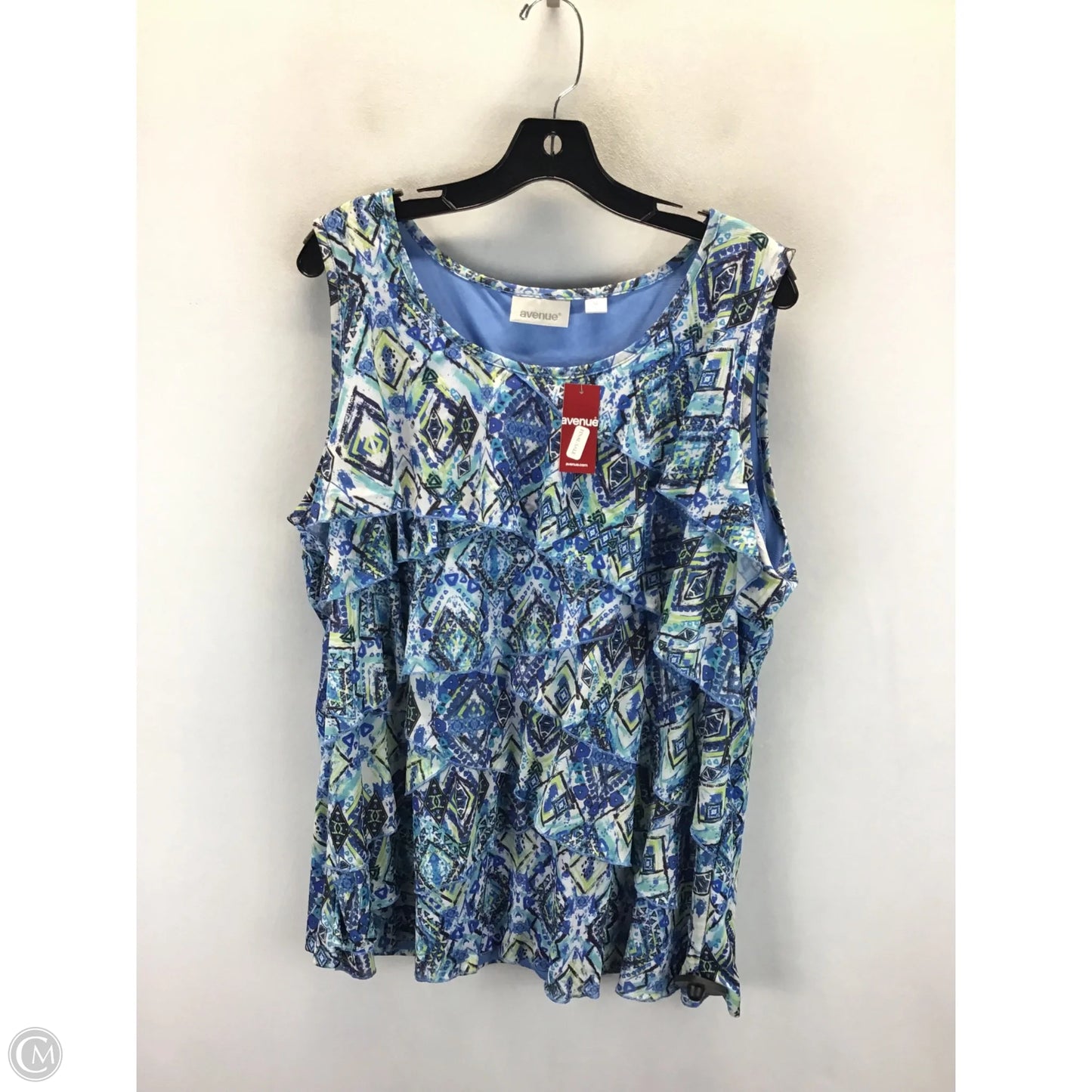 Top Sleeveless By Avenue In Blue & White, Size: 18