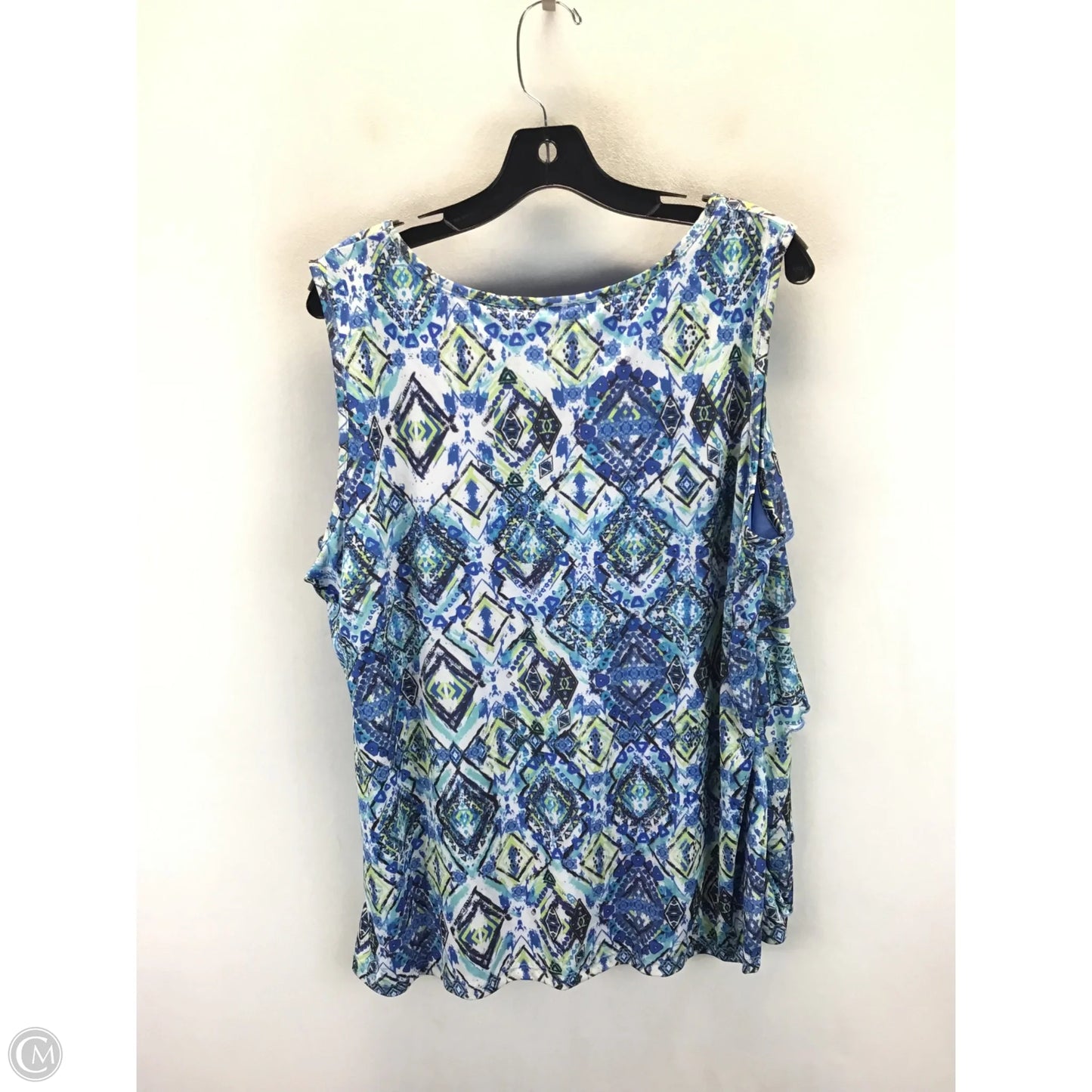 Top Sleeveless By Avenue In Blue & White, Size: 18