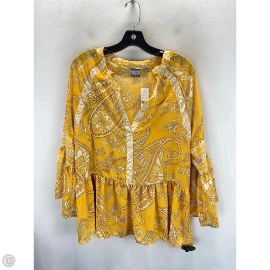 Top 3/4 Sleeve By New York And Co In Yellow Denim, Size: L