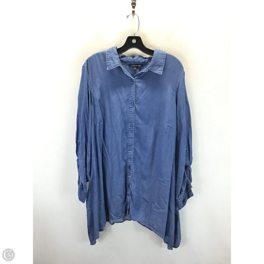 Top Long Sleeve By Zac And Rachel In Blue, Size: 1x