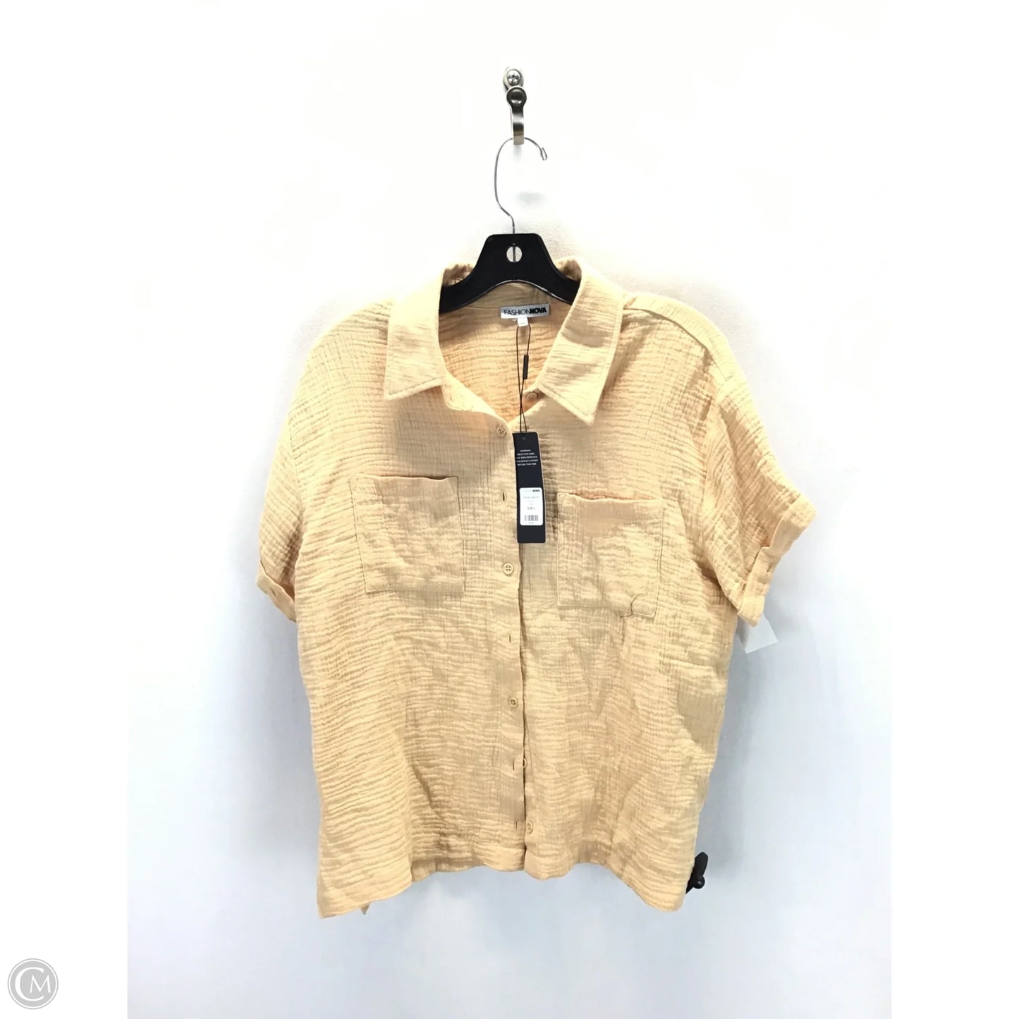 Top Short Sleeve By Fashion Nova In Tan, Size: L