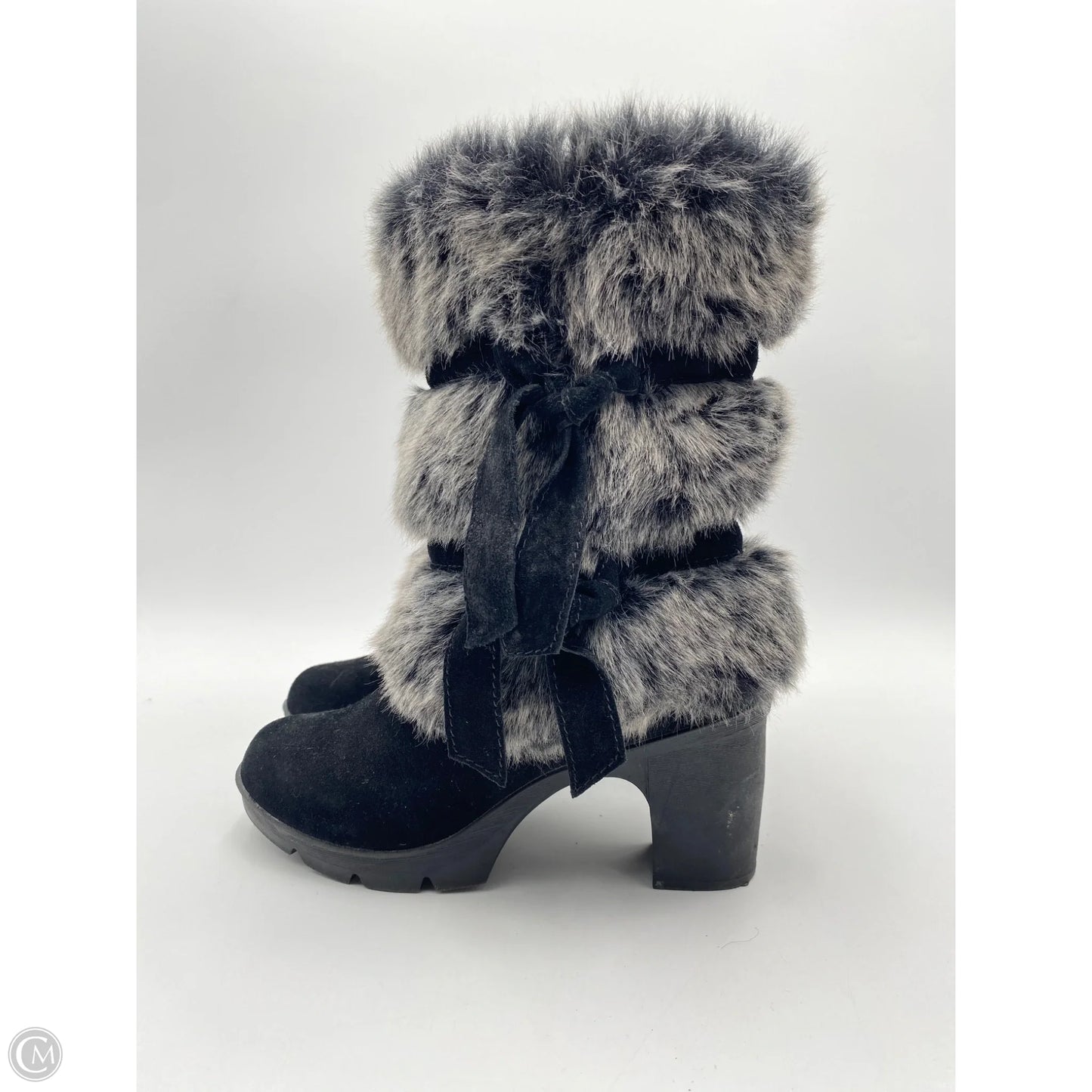 Boots Mid-calf Heels By Bearpaw In Black, Size: 7