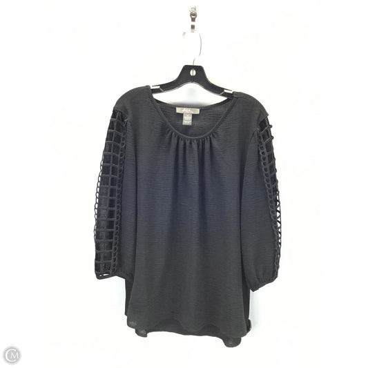 Top 3/4 Sleeve By Clothes Mentor In Black, Size: 1x