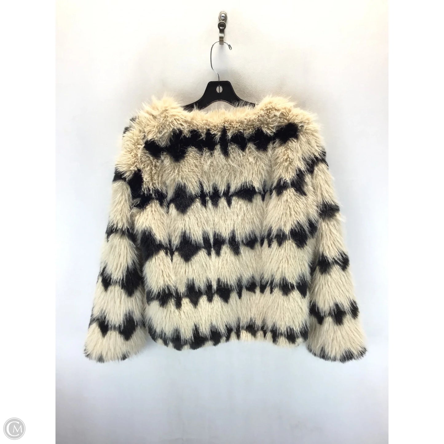 Jacket Faux Fur & Sherpa By Clothes Mentor In Black & Cream, Size: M