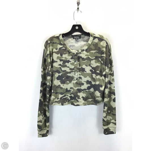 Top Long Sleeve By Trixxi In Camouflage Print, Size: M