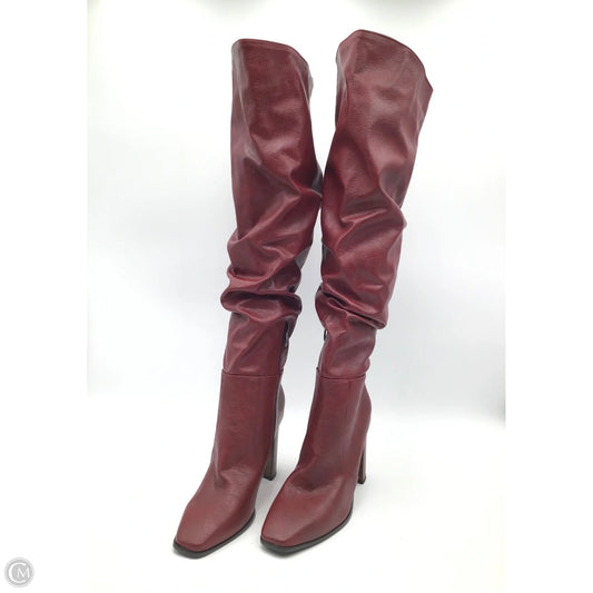 Boots Knee Heels By Clothes Mentor In Red, Size: 11.5