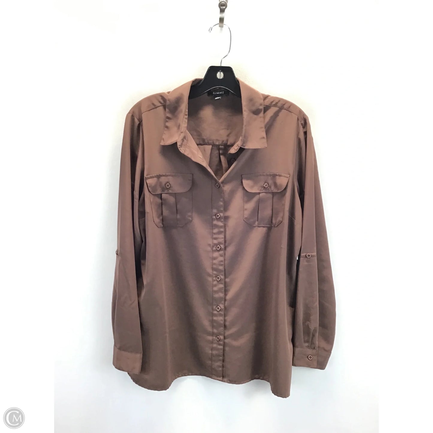 Top Long Sleeve By Elementz In Brown, Size: L