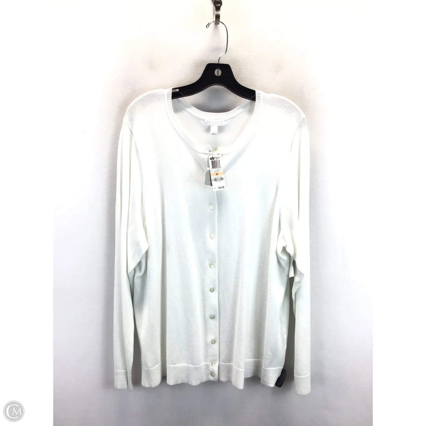 Cardigan By Charter Club In White, Size: 2x