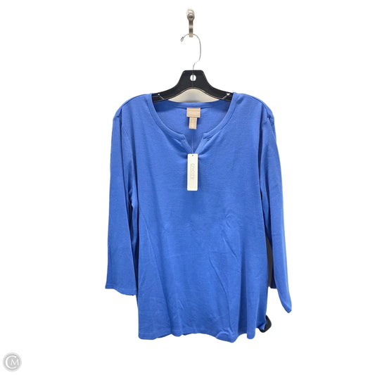 Top 3/4 Sleeve By Chicos In Blue, Size: Xl