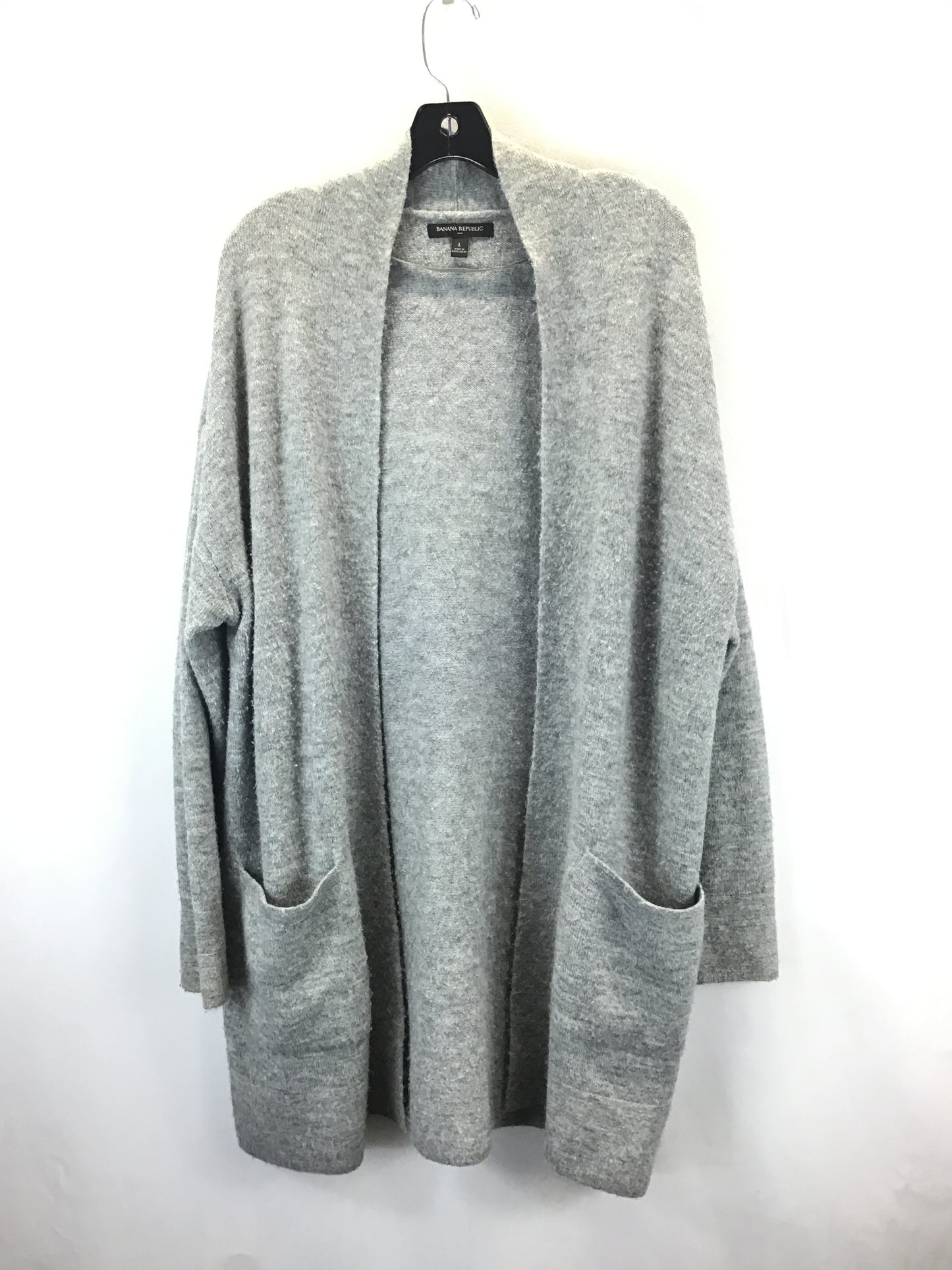 Sweater Cardigan By Banana Republic In Grey, Size: L