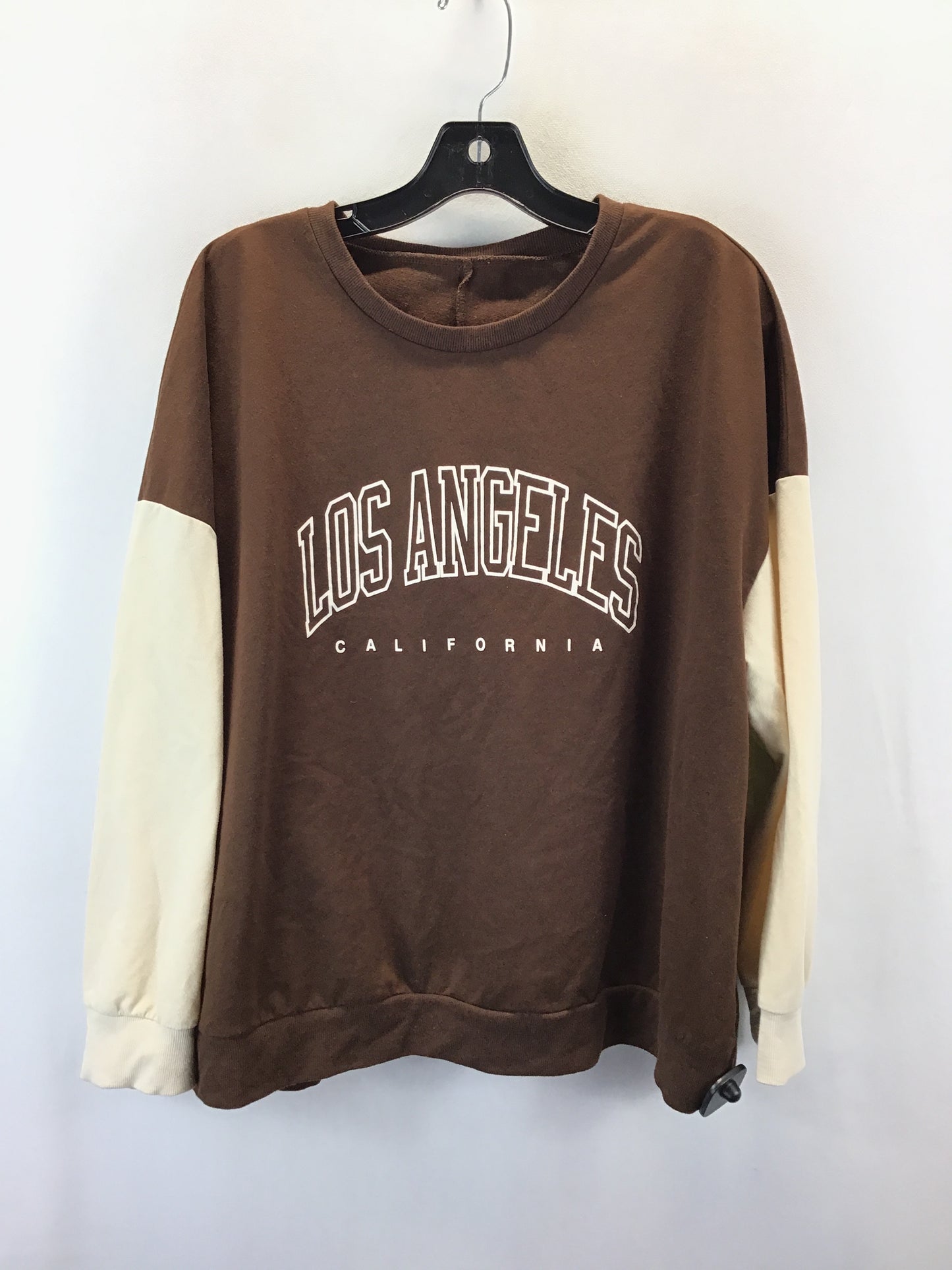 Top Long Sleeve By Shein In Brown & Cream, Size: 1x