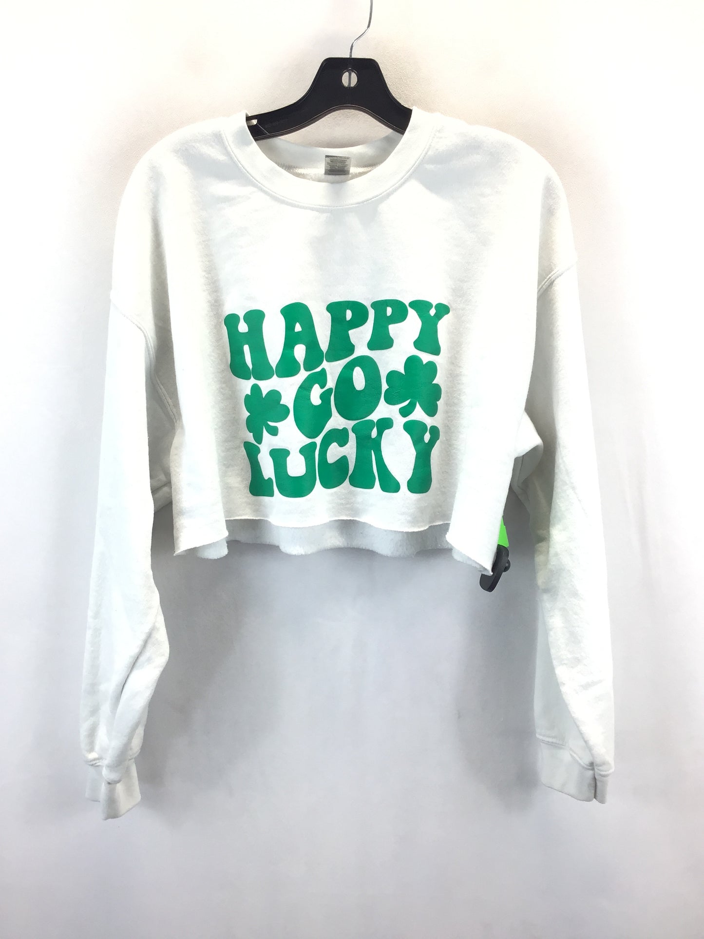 Sweatshirt Collar By Gildan In Green & White, Size: L