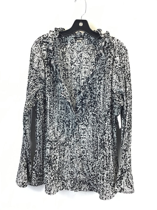 Top Long Sleeve By East 5th In Black & White, Size: 2x