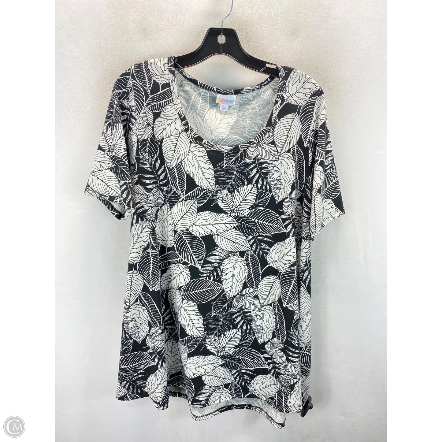 Top Short Sleeve By Lularoe In Black & White, Size: L