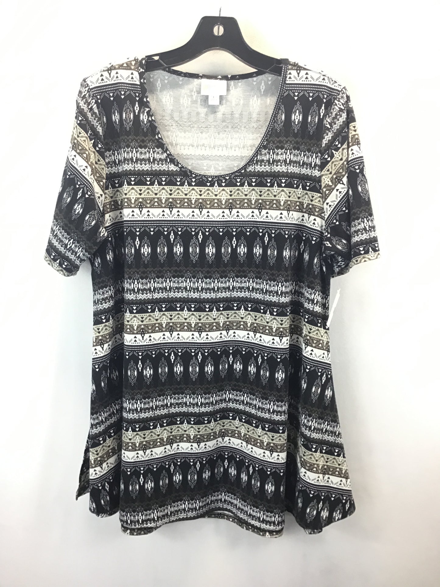 Top Short Sleeve By Lularoe In Black & White, Size: L