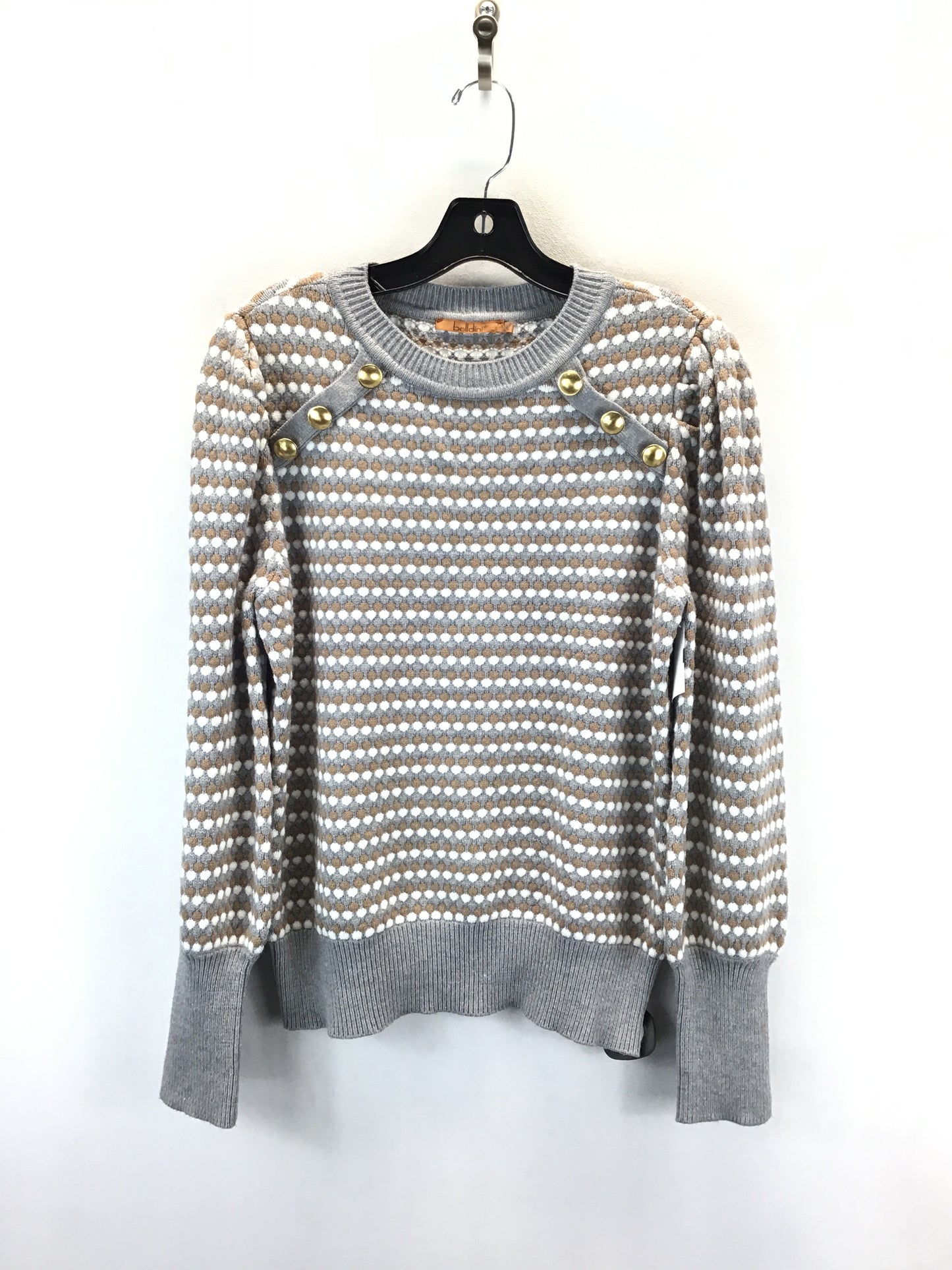 Sweater By Belldini In Grey & Tan, Size: L