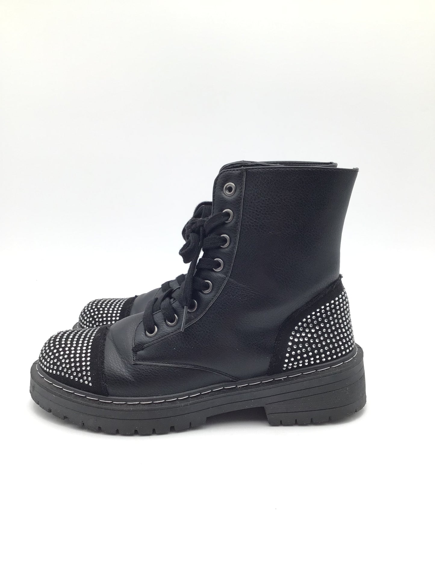 Boots Combat By Sugar In Black & Silver, Size: 9