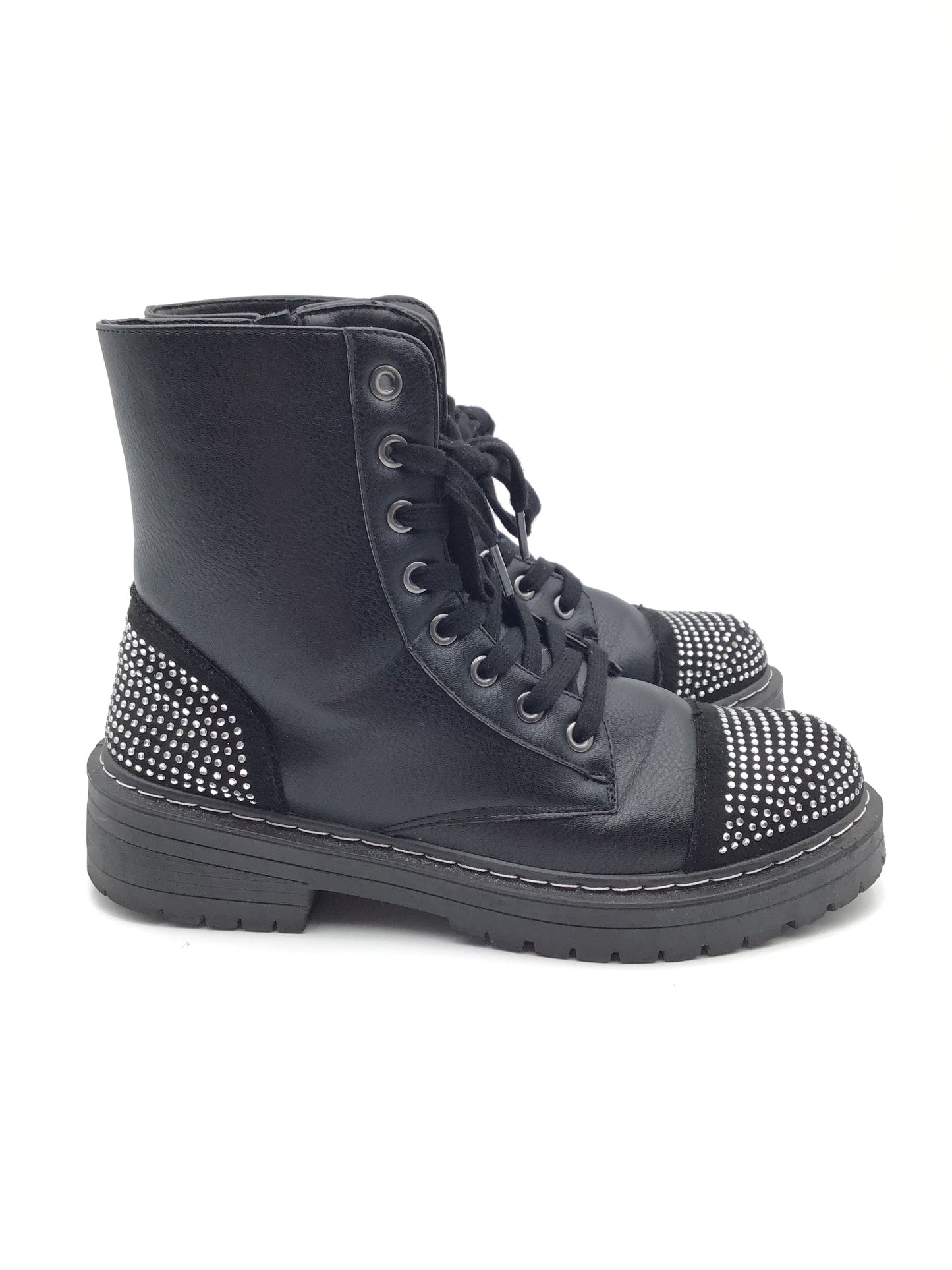 Boots Combat By Sugar In Black & Silver, Size: 9