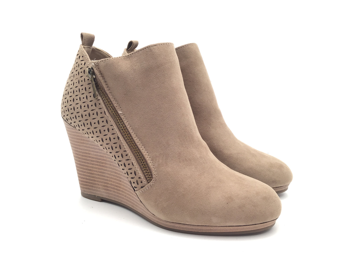 Boots Ankle Heels By Just Fab In Tan, Size: 9