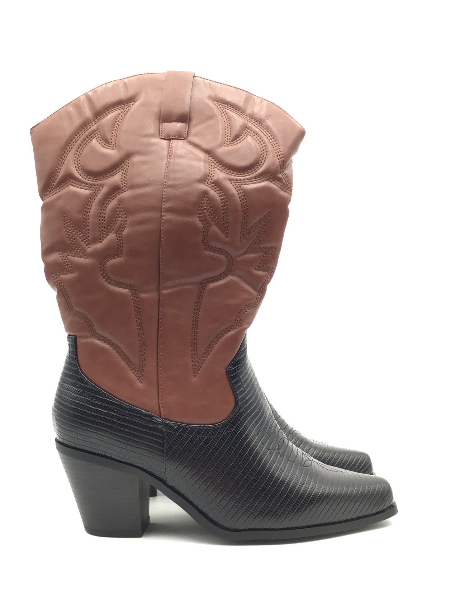 Boots Western By Just Fab In Black & Brown, Size: 8.5