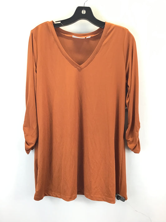 Top 3/4 Sleeve Basic By Susan Graver In Brown, Size: M