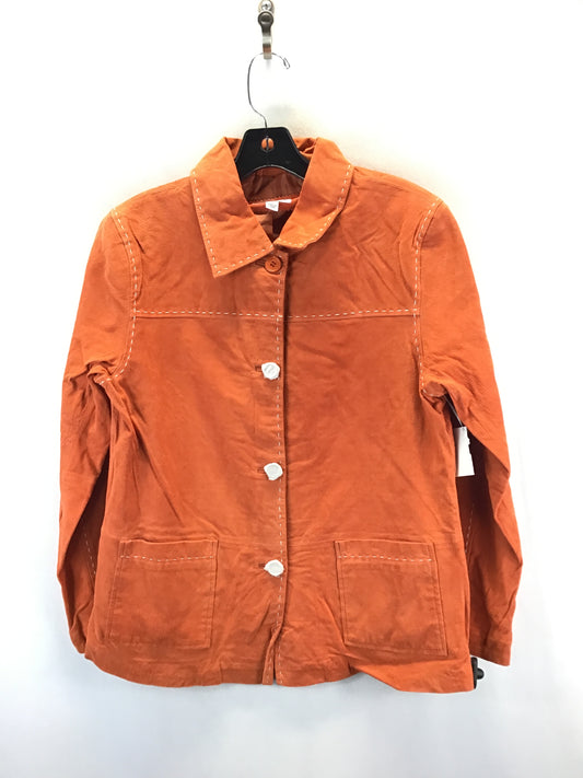 Jacket Leather By Denim And Company In Orange, Size: M