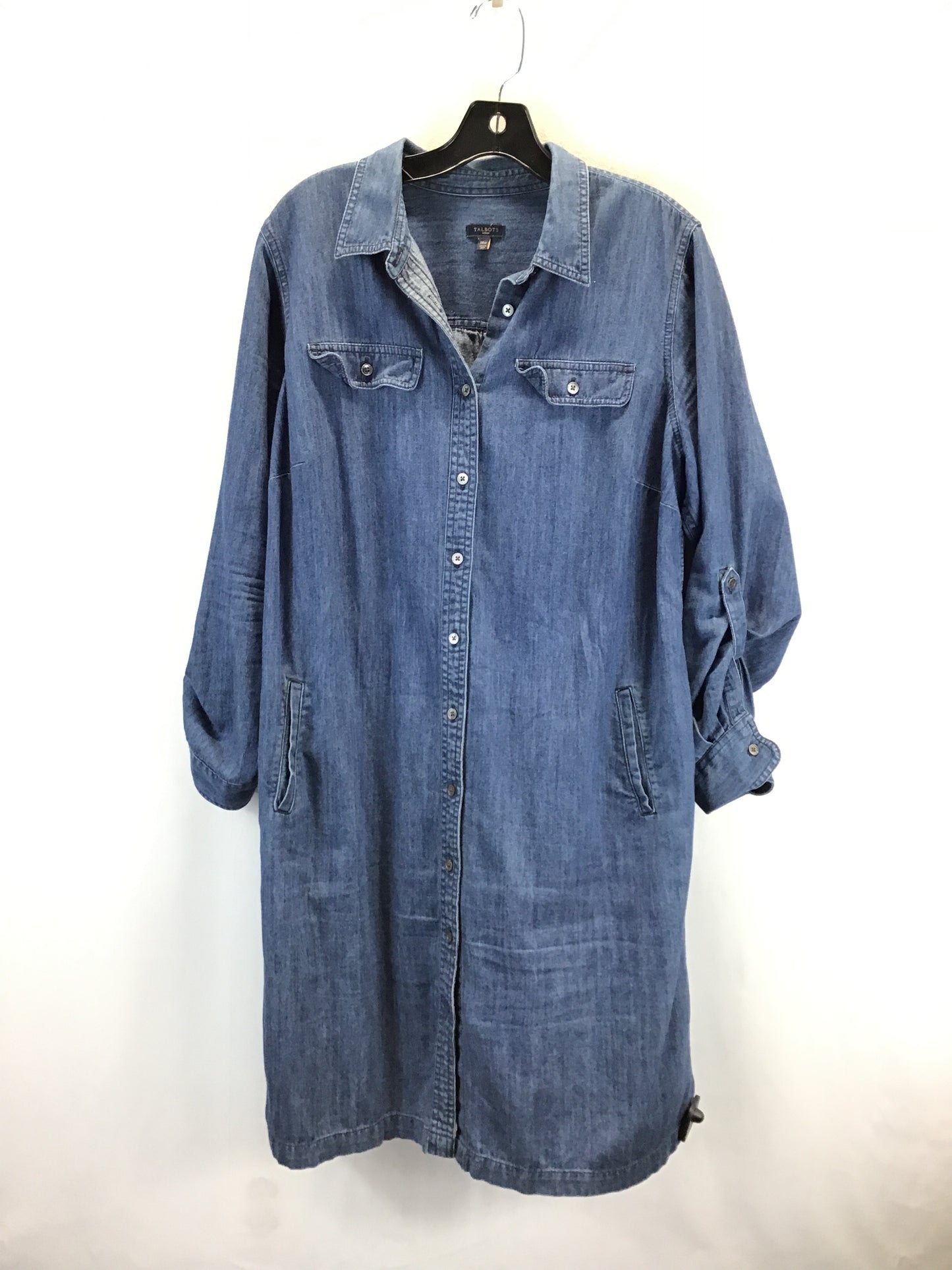 Dress Casual Midi By Talbots In Blue Denim, Size: Xl