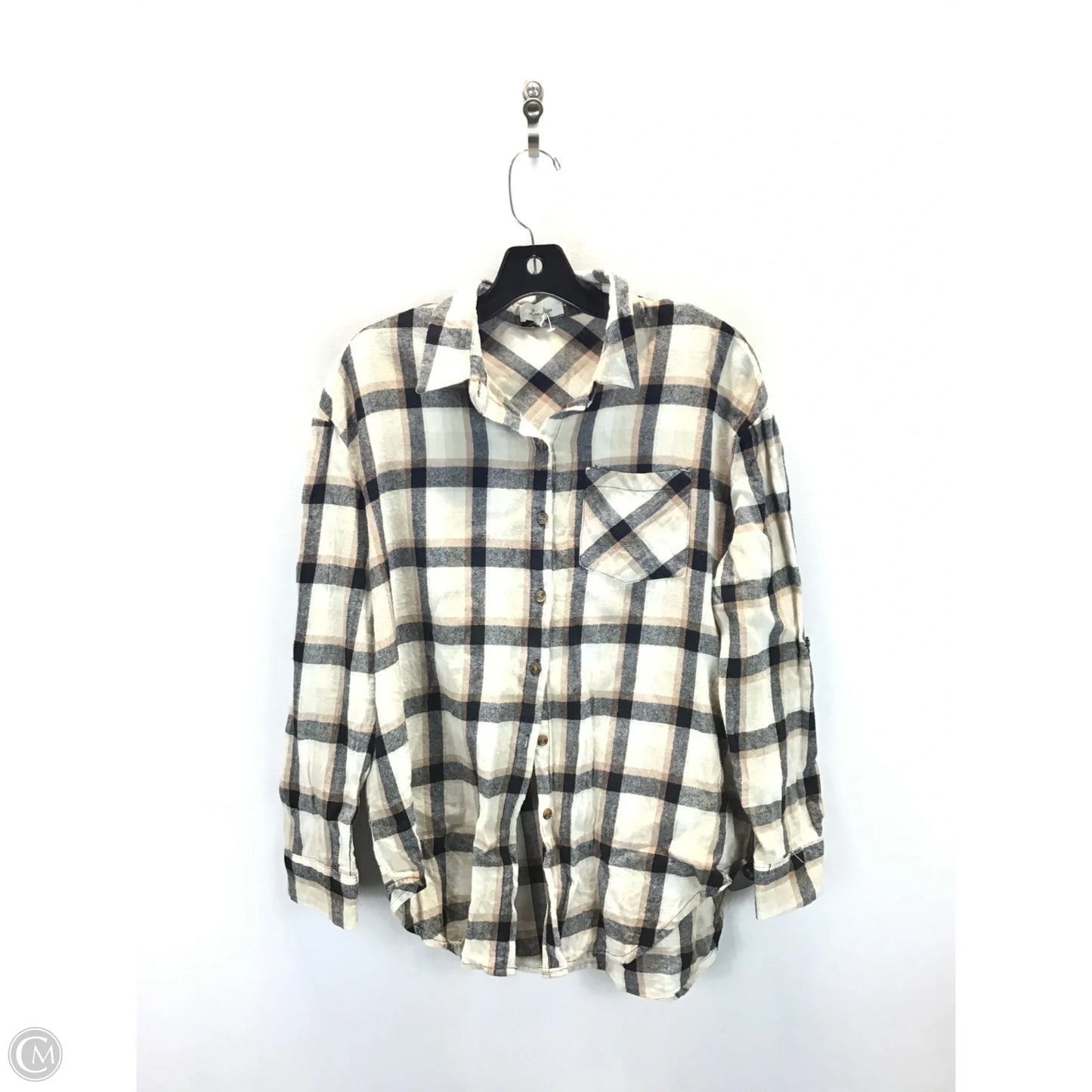 Top Long Sleeve By Love Notes In Plaid Pattern, Size: M