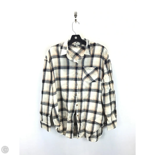 Top Long Sleeve By Love Notes In Plaid Pattern, Size: M