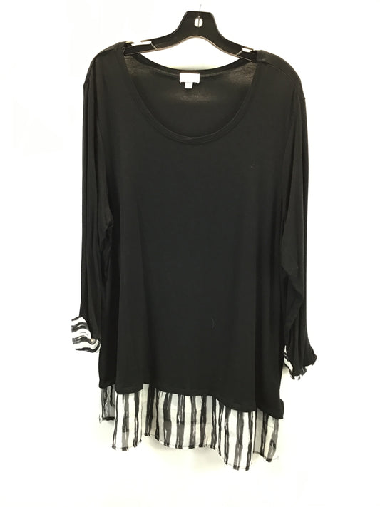 Top Long Sleeve By Avenue In Black & White, Size: 1x