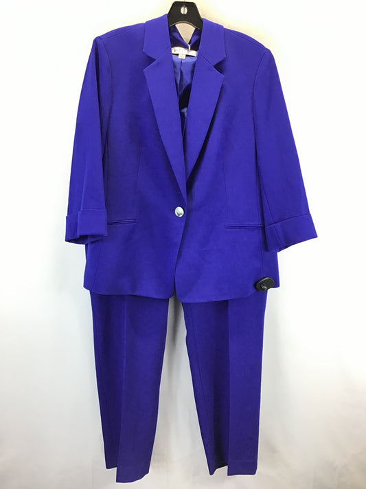 Pants Suit 2pc By Kasper In Blue, Size: Xl