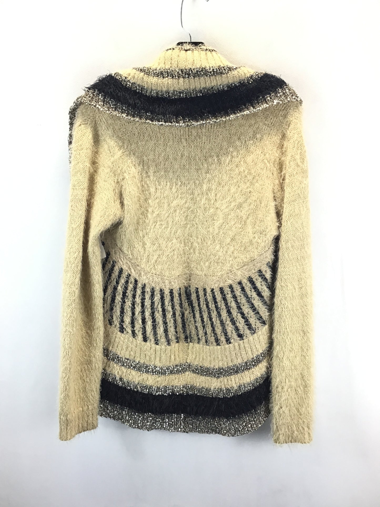 Sweater Cardigan By Clothes Mentor In Black & Tan, Size: L