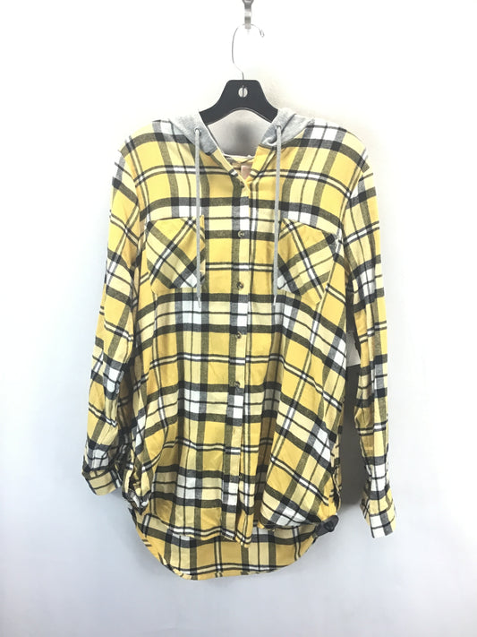 Top Long Sleeve By No Boundaries In Plaid Pattern, Size: Xl