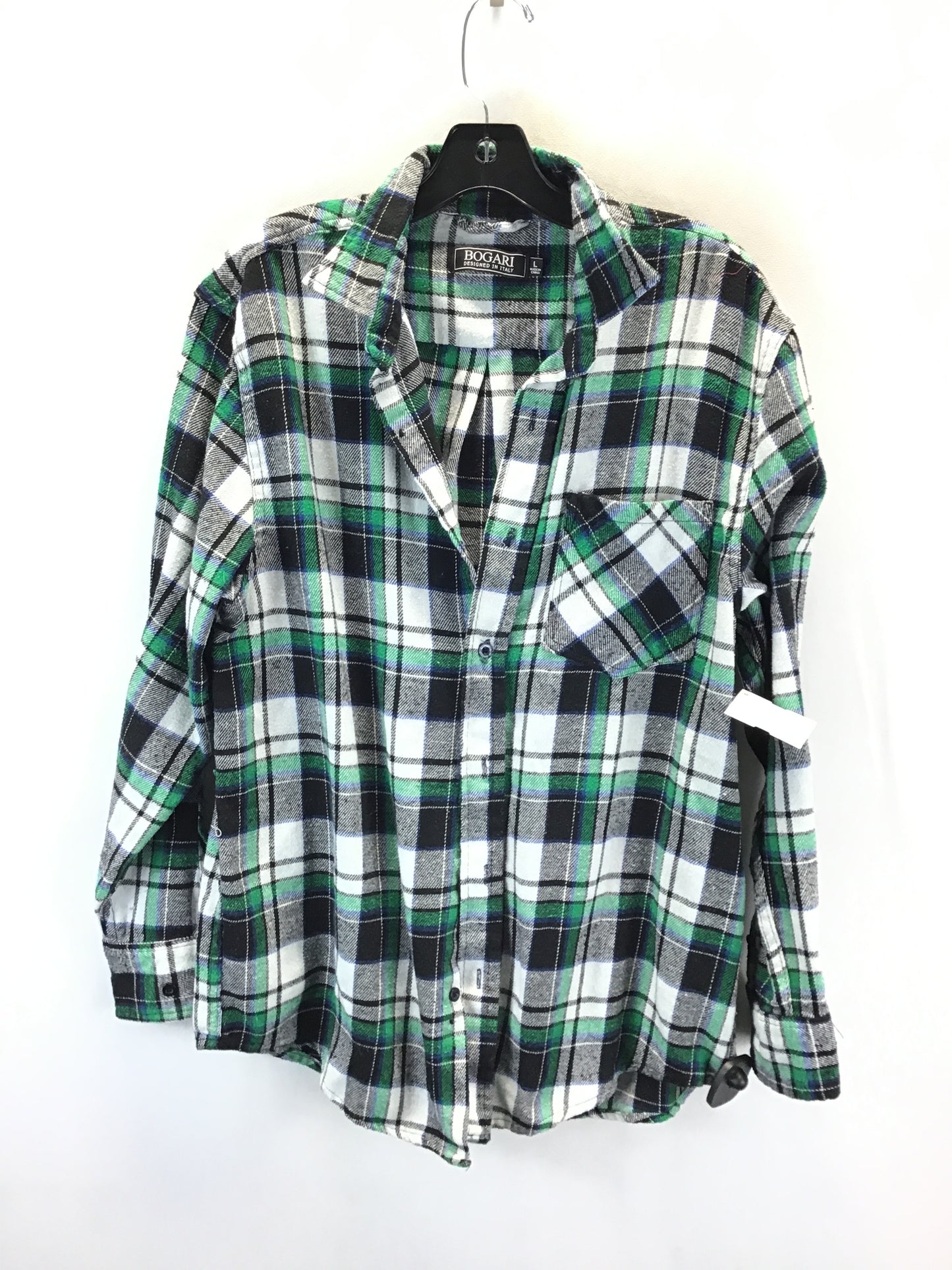 Top Long Sleeve By Clothes Mentor In Plaid Pattern, Size: L
