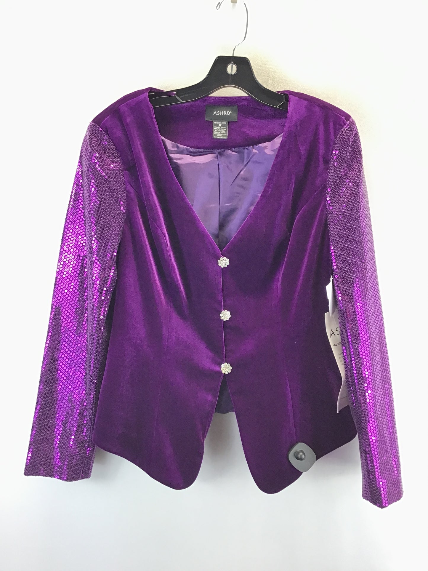 Blazer By Clothes Mentor In Purple, Size: L