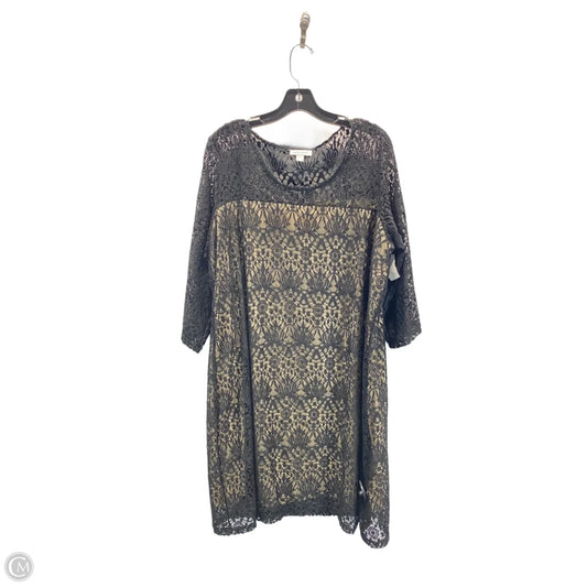 Dress Casual Midi By Avenue In Black & Tan, Size: 2x