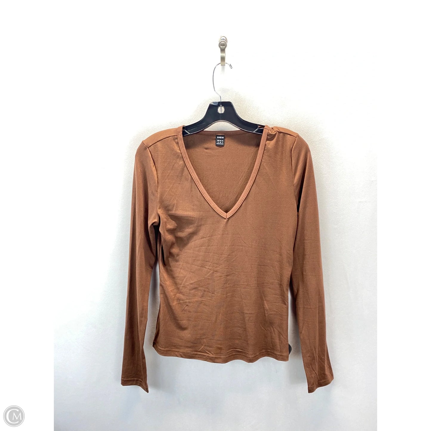 Top Long Sleeve Basic By Shein In Brown, Size: S