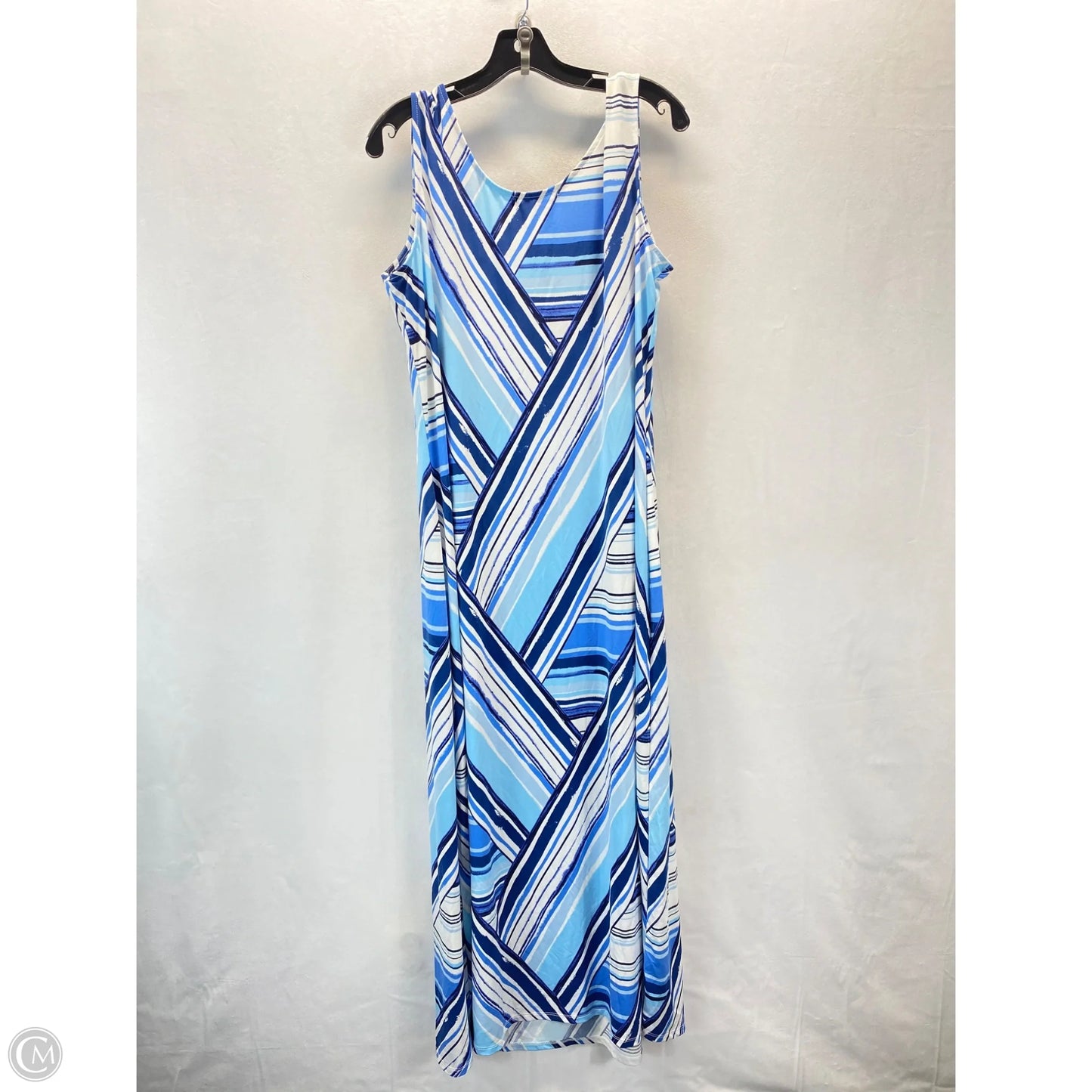 Dress Casual Maxi By Jessica London In Blue & White, Size: Xl