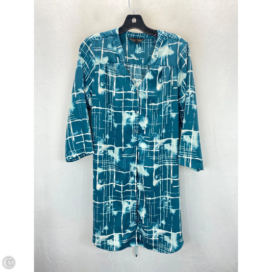 Tunic 3/4 Sleeve By Clothes Mentor In Blue & White, Size: M