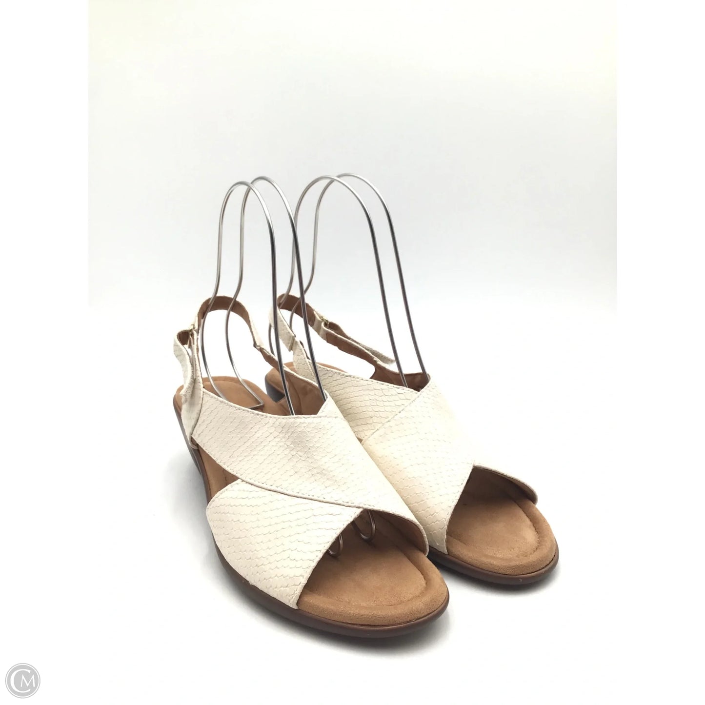 Sandals Heels Block By Easy Spirit In Cream & Tan, Size: 9.5