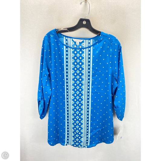 Top 3/4 Sleeve By Croft And Barrow In Blue & White, Size: M