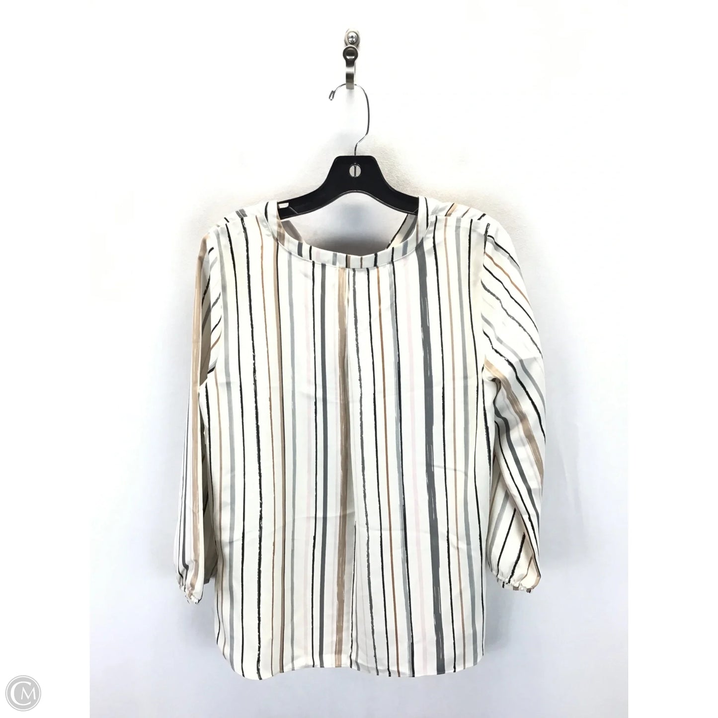 Top Long Sleeve By Dana Buchman In Striped Pattern, Size: M