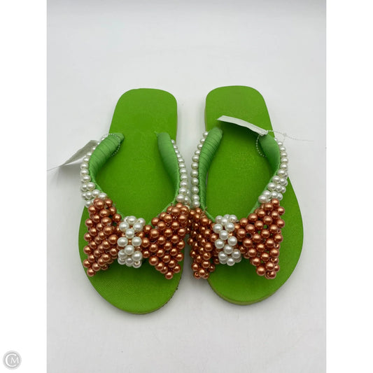 Sandals Flats By Clothes Mentor In Gold & Green, Size: 11