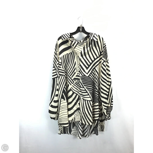Tunic Long Sleeve By Dennis Basso Qvc In Black & Cream, Size: 2x