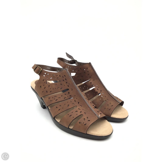 Sandals Heels Block By Clothes Mentor In Brown, Size: 10