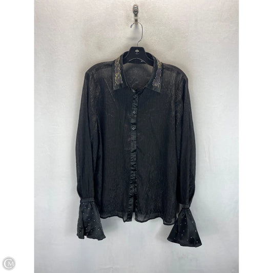Blouse Long Sleeve By Shein In Black & Silver, Size: M