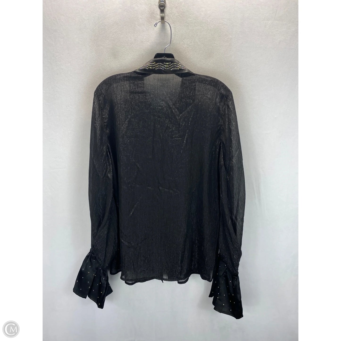 Blouse Long Sleeve By Shein In Black & Silver, Size: M