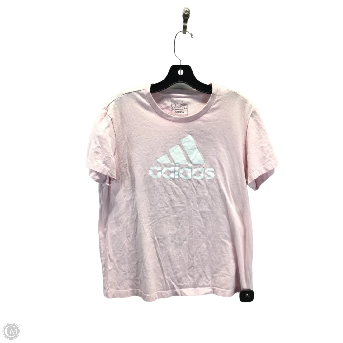 Athletic Top Short Sleeve By Adidas In Pink, Size: L